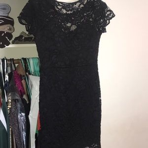 Floral lace black dress